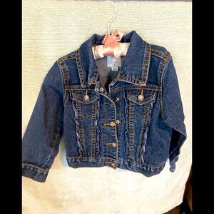 Toddler Girl Ruffle Denim Jean Jacket size  3T in EUC